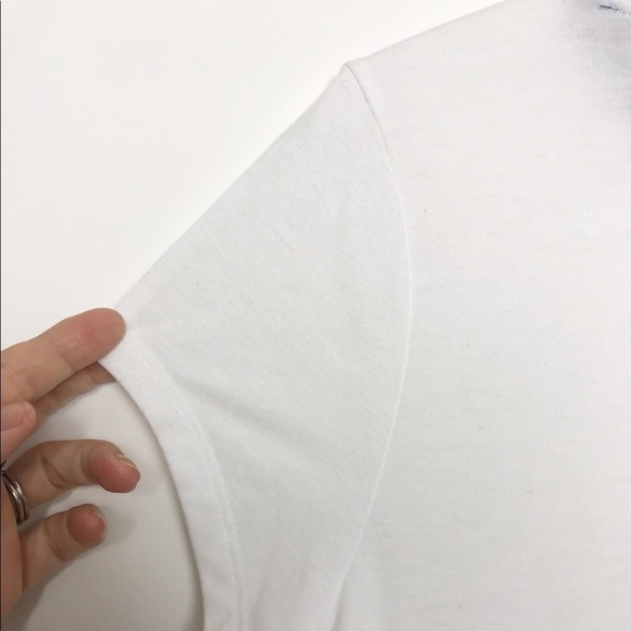 Love Affair white graphic ringer tee shirt blue trim M - Picture 7 of 8